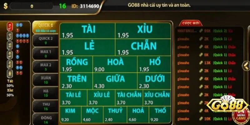 Kèo cược xổ số Keno tại link tải Go88